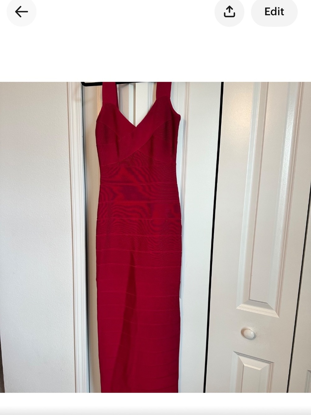 Herve Leger Red Maxi Dress Heart Ball or Prom - Picture 2 of 5
